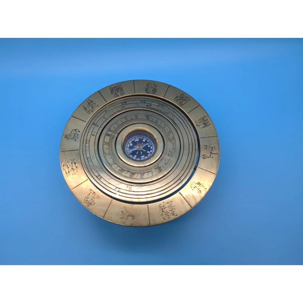 Heavy Brass Nautical Elevated Zodiac Compass